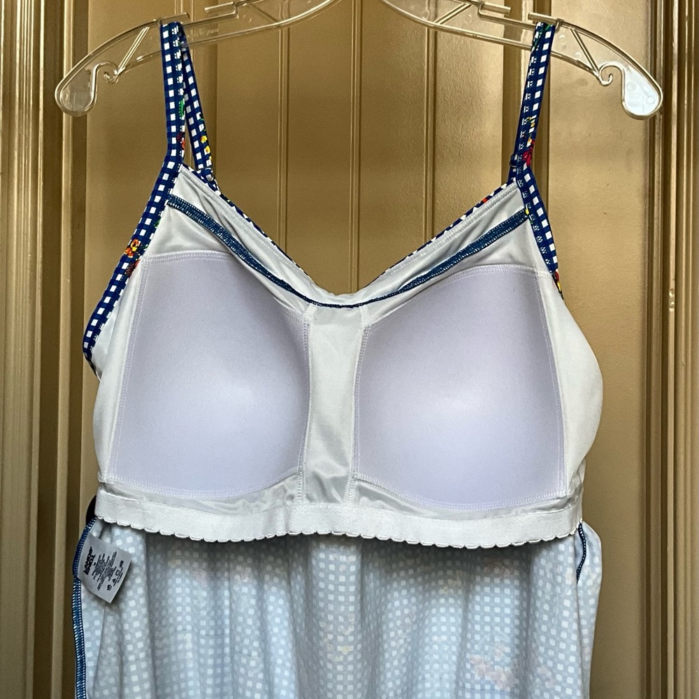 Lands' End Blouson Tankini Swimsuit Top EB Botanical Checks - Picture 6 of 8